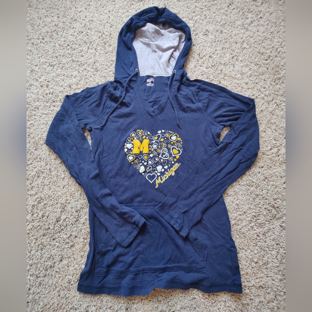 Soffe Navy Michigan Heart Hoodie